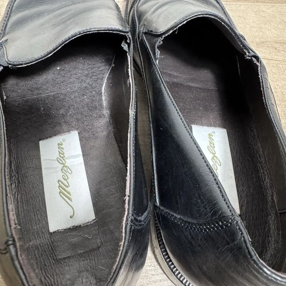 NICE Mezlan Men’s 10 Italy Made Venetian Loafers Black Luxury Dress Shoes Casual